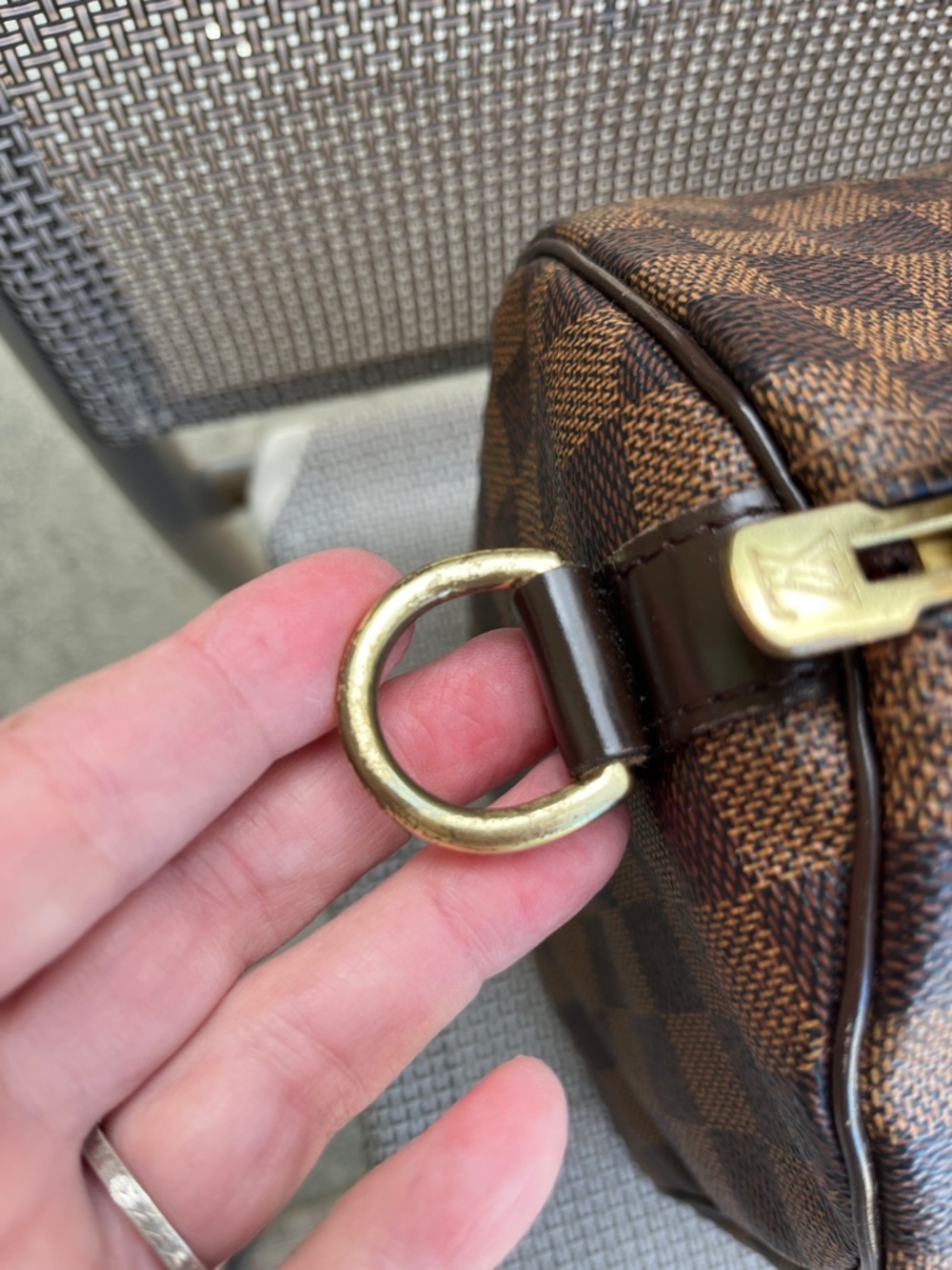 Louis Vuitton Damier Ebene Speedy Bag Dark Brown Check 30 CM  Crossbody - Picture 7 of 16